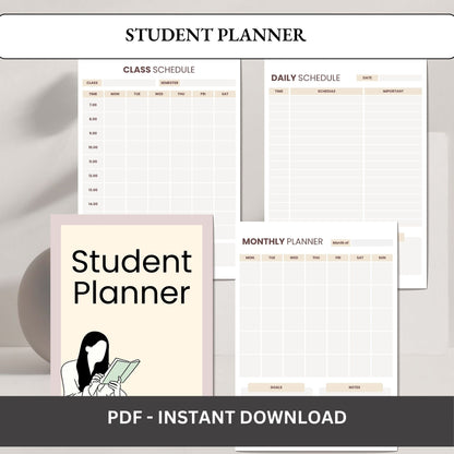 Student Planner | Academic Success Organizer | Study Schedule & Assignment Tracker | School Productivity Planner PDF