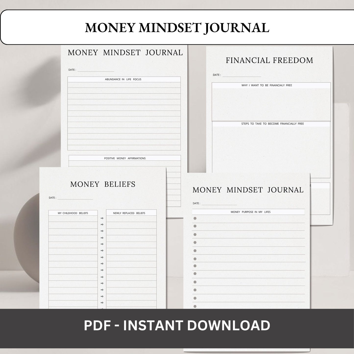 Money Mindset Journal Printable | Financial Growth, Abundance & Wealth Thinking Workbook