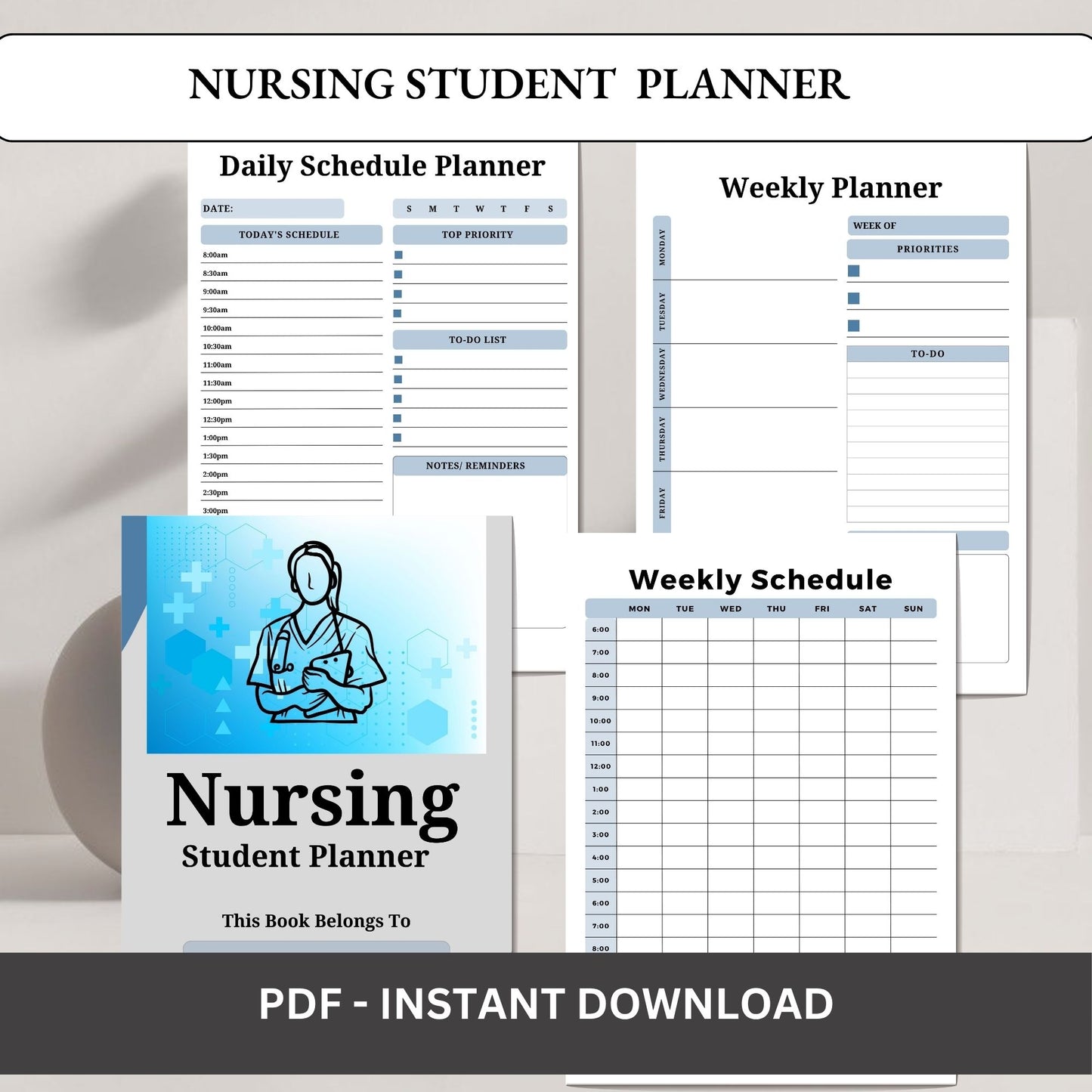 Nursing Student Planner | Nursing School Organizer | Clinical & Study Planner | Assignment Tracker for Nursing Students