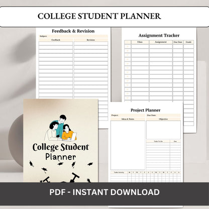 College Student Planner | Academic Success Planner | Assignment & Study Tracker | University Productivity Planner PDF