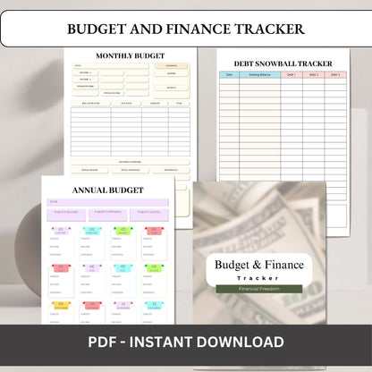 Budget & Finance Tracker Printable | Monthly Expense, Savings & Money Planner