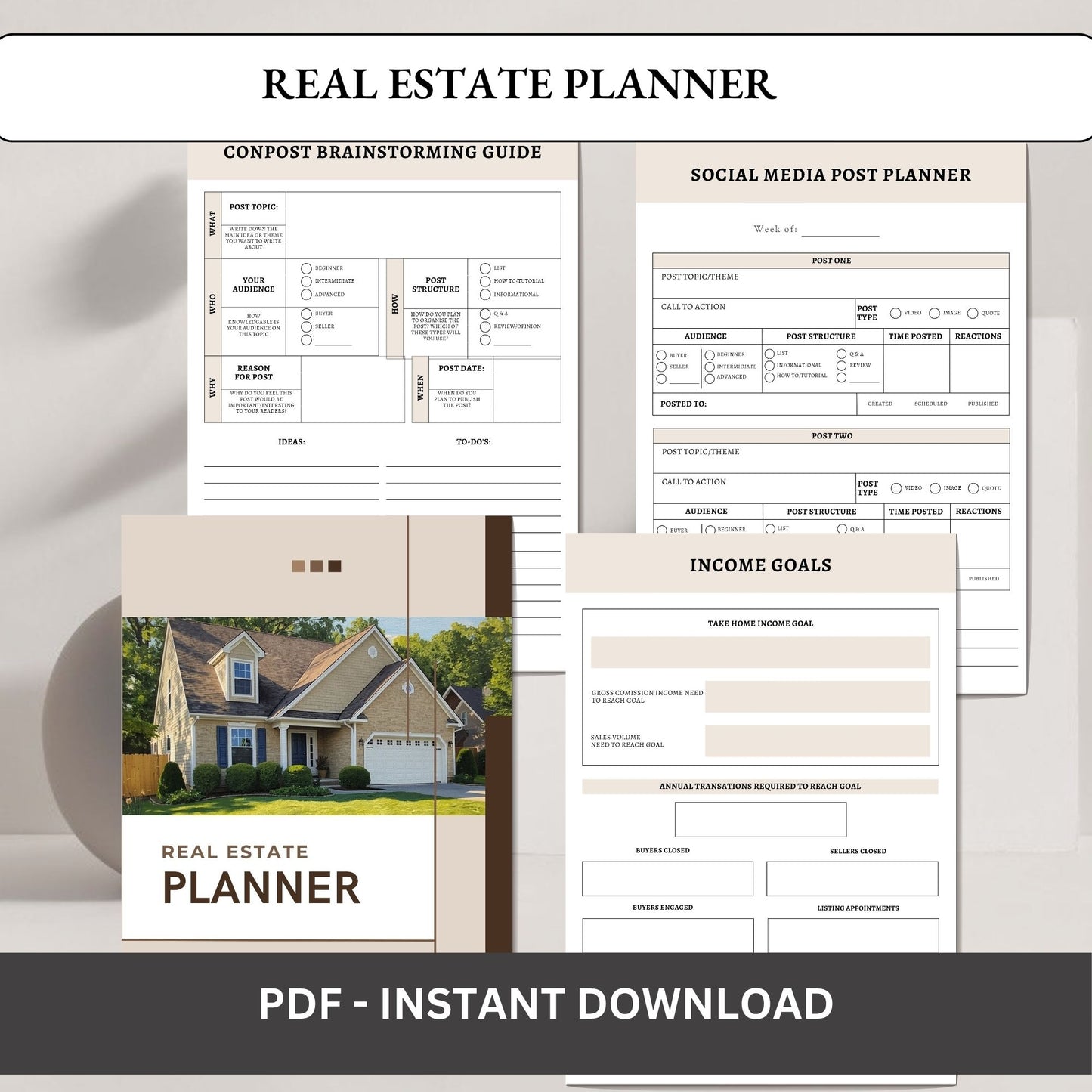 Real Estate Planner | Realtor Business Planner | Property & Client Tracker | Real Estate Agent Organizer
