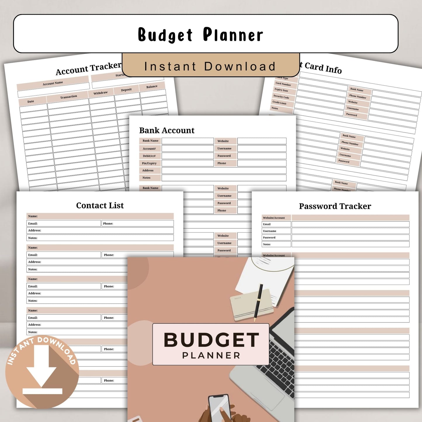 Budget Planner Printable | Monthly Budget Tracker | Personal Finance Planner | Expense Tracker PDF | Money Management Planner