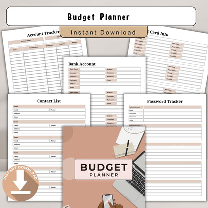 Budget Planner Printable | Monthly Budget Tracker | Personal Finance Planner | Expense Tracker PDF | Money Management Planner