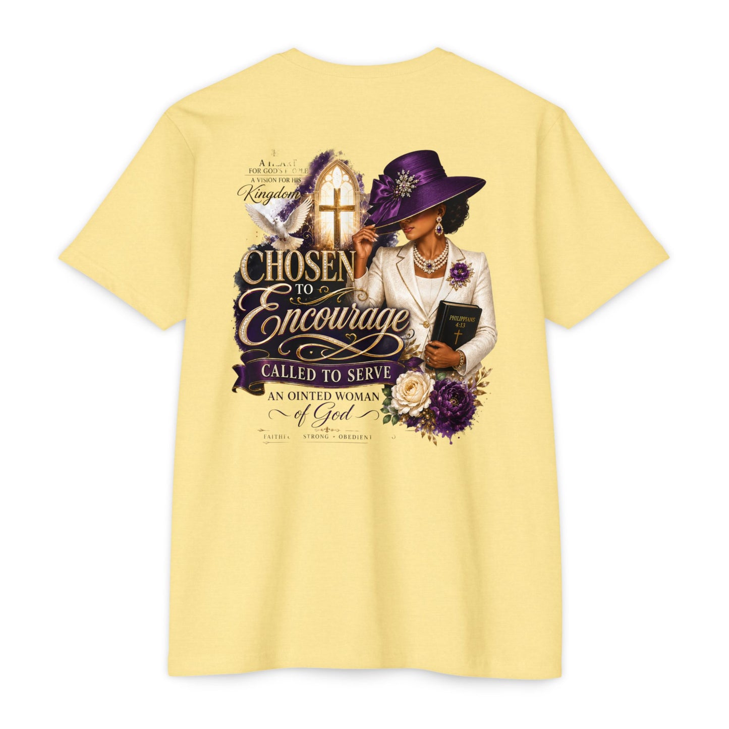 Chosen to Encourage Christian T-Shirt — 'Called to Serve' Purple Church Hat Design
