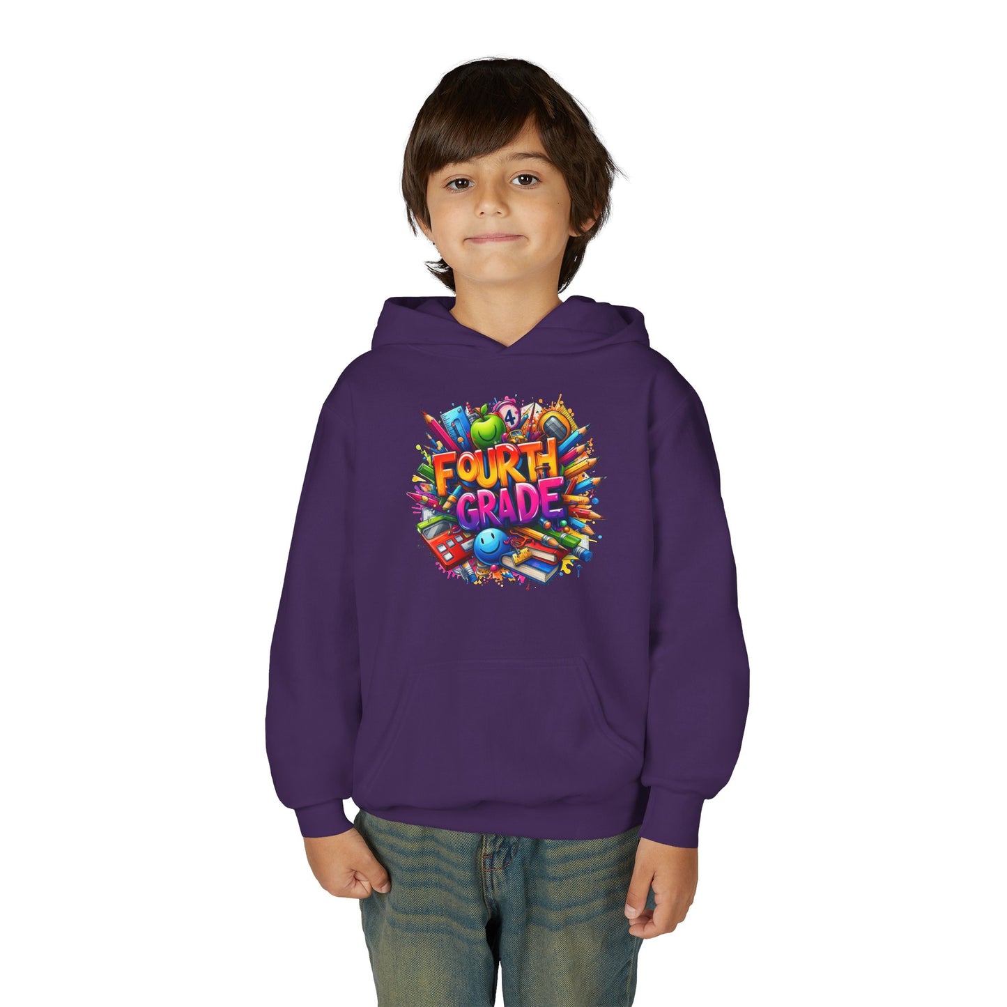 Fourth Grade Youth Hoodie — Colorful Back-to-School Kids Sweatshirt