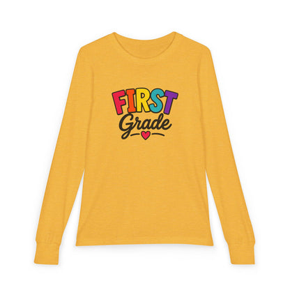 First Grade Kids Long Sleeve Tee — Colorful Back-to-School Shirt