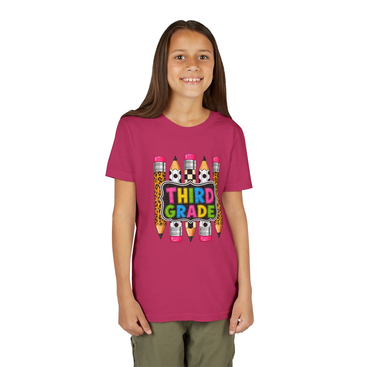 Third Grade Youth T-Shirt — Colorful Pencil Back-to-School Tee