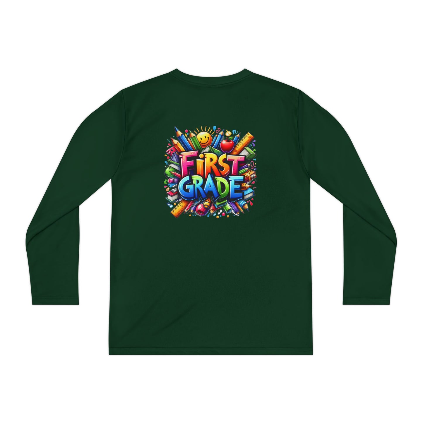First Grade Youth Long Sleeve Tee — Colorful Back-to-School Shirt