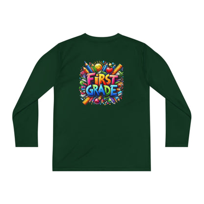 First Grade Youth Long Sleeve Tee — Colorful Back-to-School Shirt