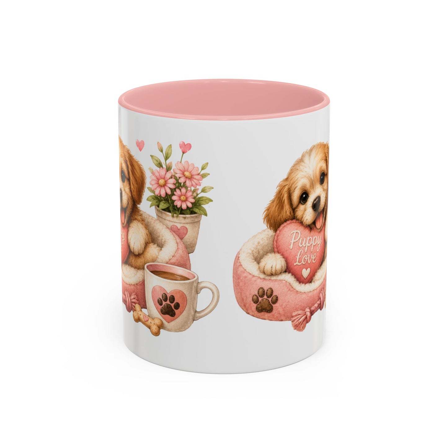 Puppy Love Coffee Mug — Cute Dog Heart Accent Mug (11/15oz)