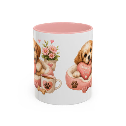 Puppy Love Coffee Mug — Cute Dog Heart Accent Mug (11/15oz)