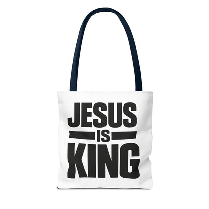 Jesus Is King Tote Bag - Christian Faith Canvas Grocery & Church Book Bag