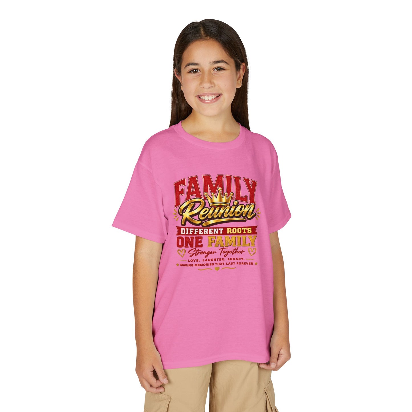Family Reunion Youth T-Shirt — "Different Roots One Family" Kids Reunion Tee