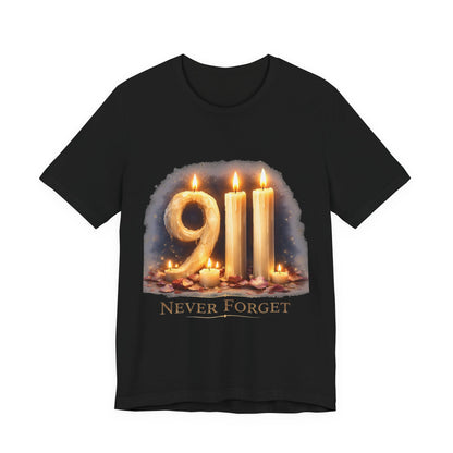 9/11 Never Forget T-Shirt – Memorial Candle Tribute Tee