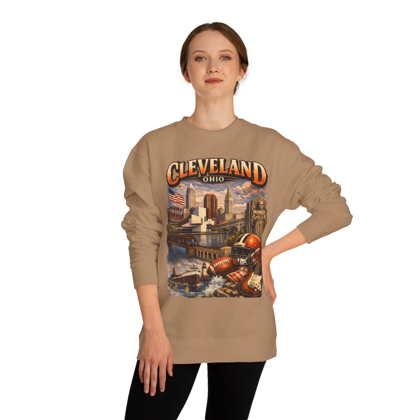 Cleveland Retro Cityscape Sweatshirt — Ohio Pride Football & Rock Design