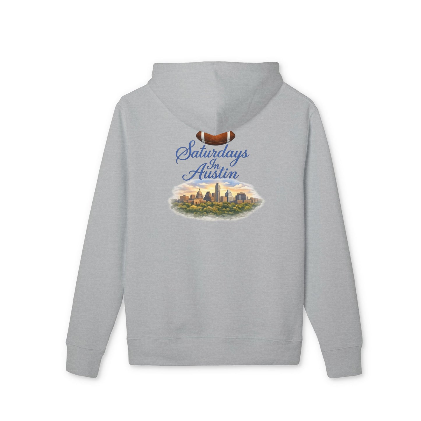 Saturdays in Austin Hoodie — Austin Skyline & Coffee Graphic