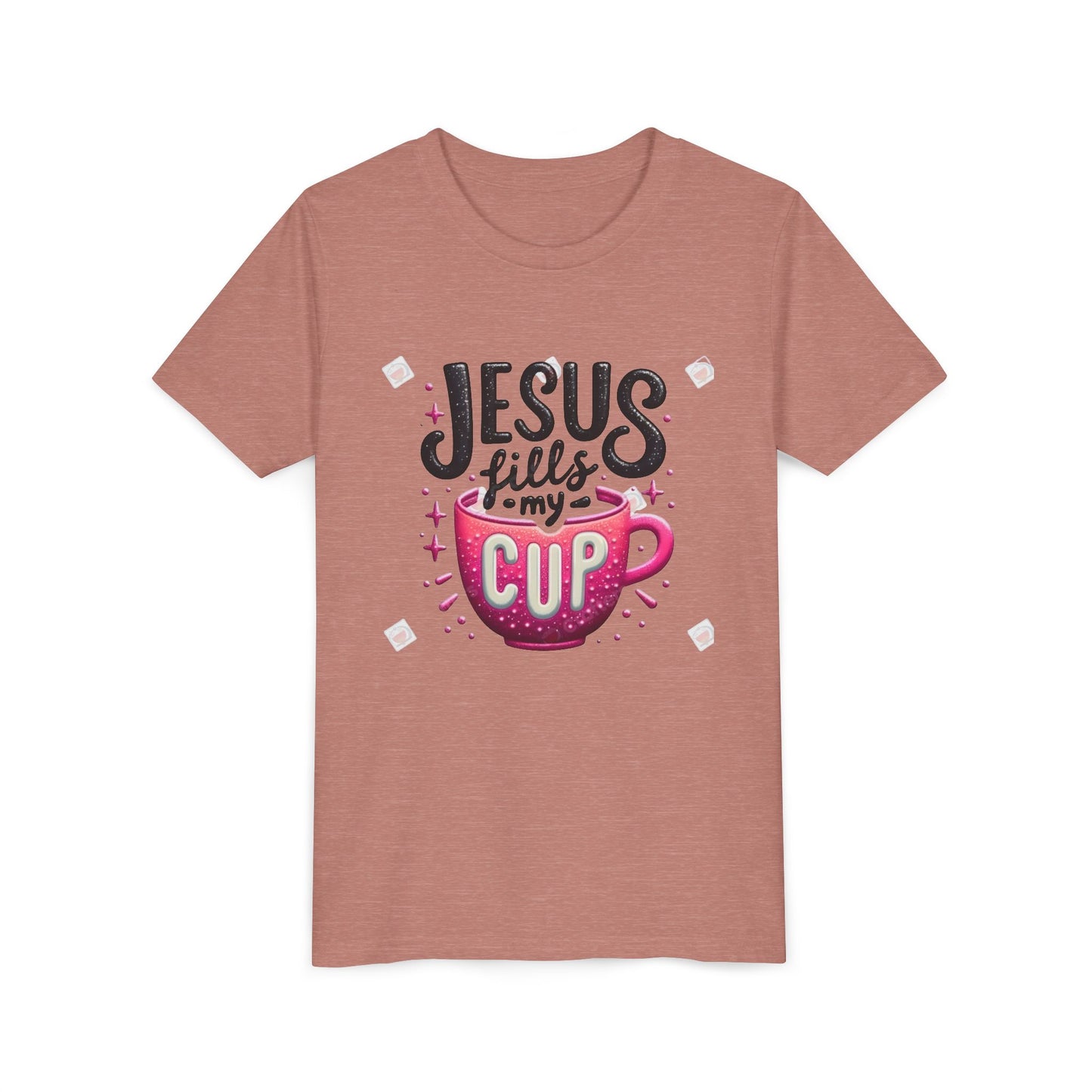 Jesus Fills My Cup Youth Tee — Christian Faith Kids Shirt