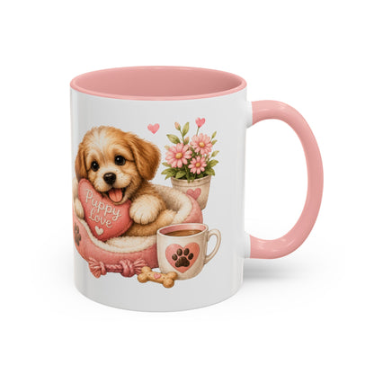 Puppy Love Coffee Mug — Cute Dog Heart Accent Mug (11/15oz)