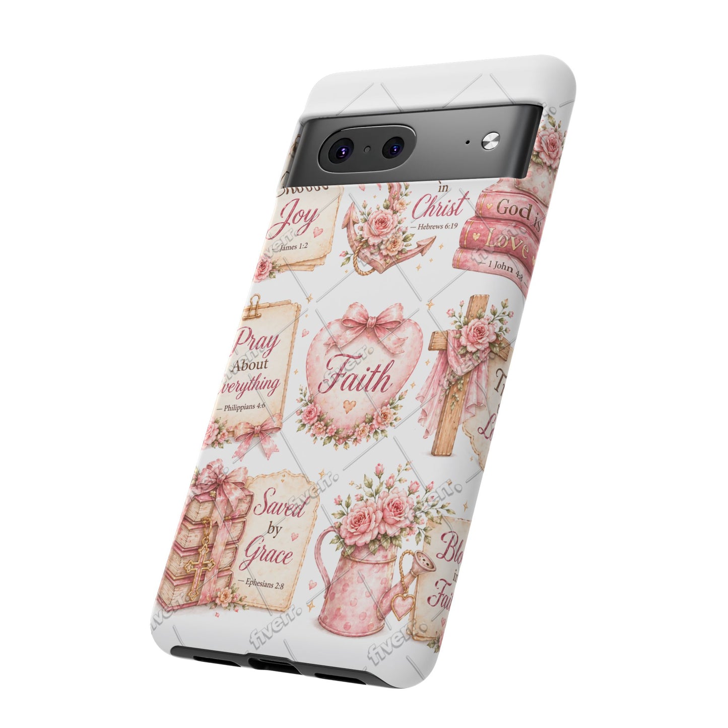 Faith Floral Phone Case – Christian Inspirational Scripture iPhone Cover (Choose Joy, Pray, Faith)