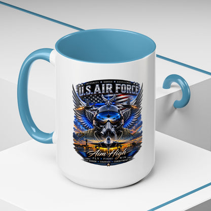U.S. Air Force Eagle Coffee Mug — "Aim High" Accent 11/15oz