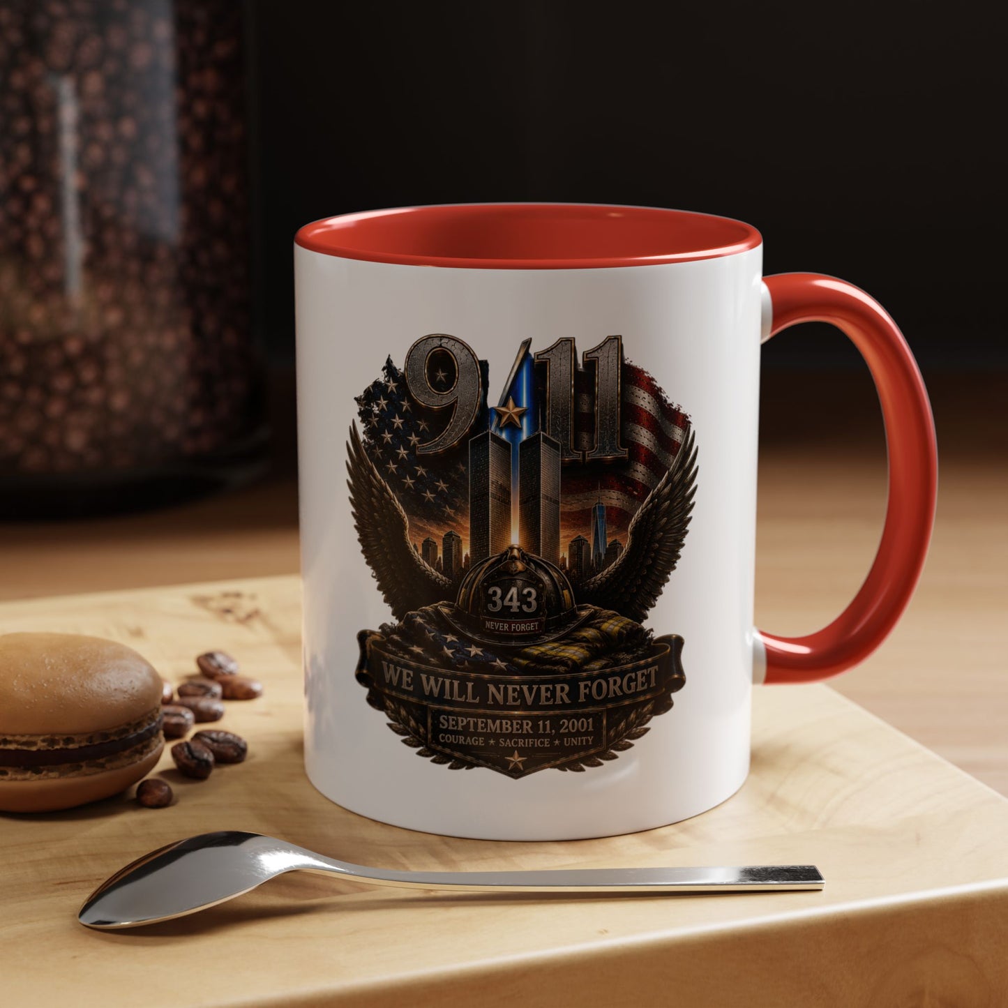 9/11 Memorial Coffee Mug - 'We Will Never Forget' Tribute Accent Mug