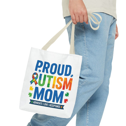 Proud Autism Mom Tote Bag — Advocate • Love • Acceptance Canvas Tote