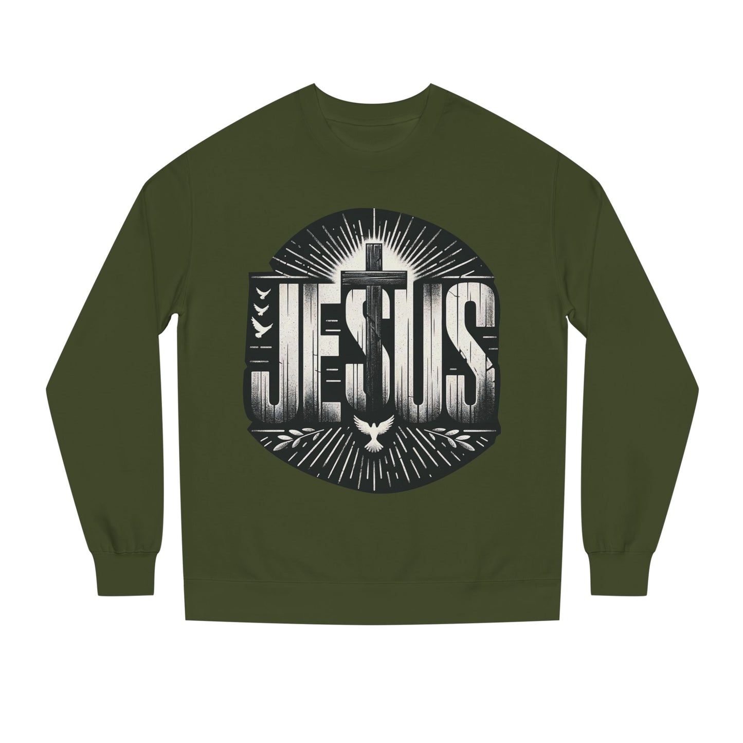 Jesus Graphic Sweatshirt — Vintage Cross & Dove Christian Crewneck