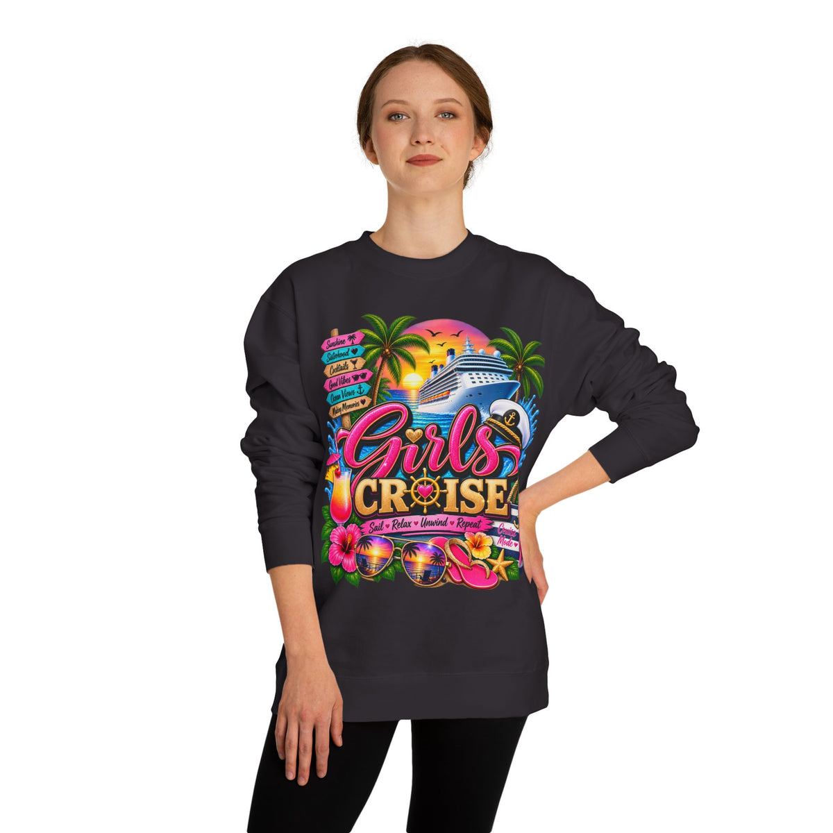 Girls Cruise Sweatshirt — Tropical Bachelorette/Group Vacation Crewneck