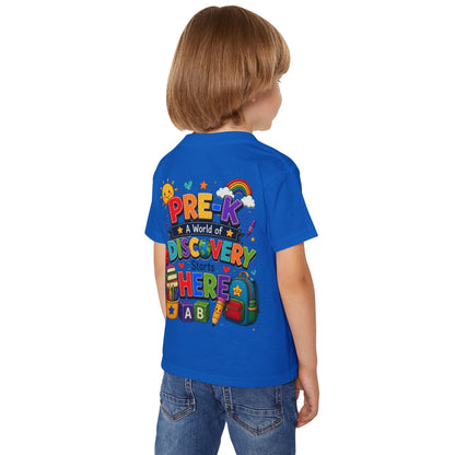 Toddler T‑Shirt — "Pre-K: A World of Discovery Starts Here" Colorful Back-to-School Tee