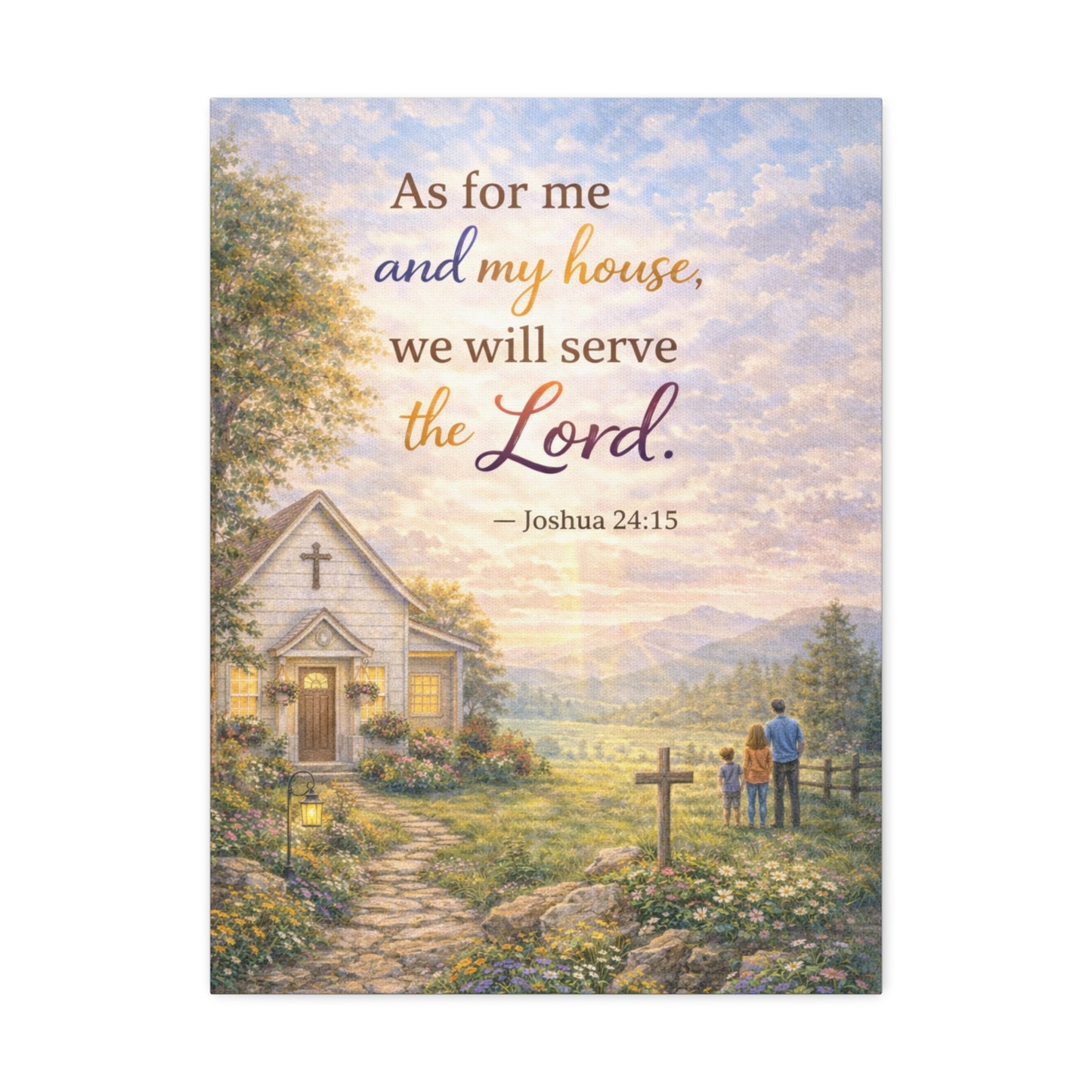 Canvas Wall Art - "As for me and my house we will serve the Lord" (Joshua 24:15) Inspirational Christian Home Decor