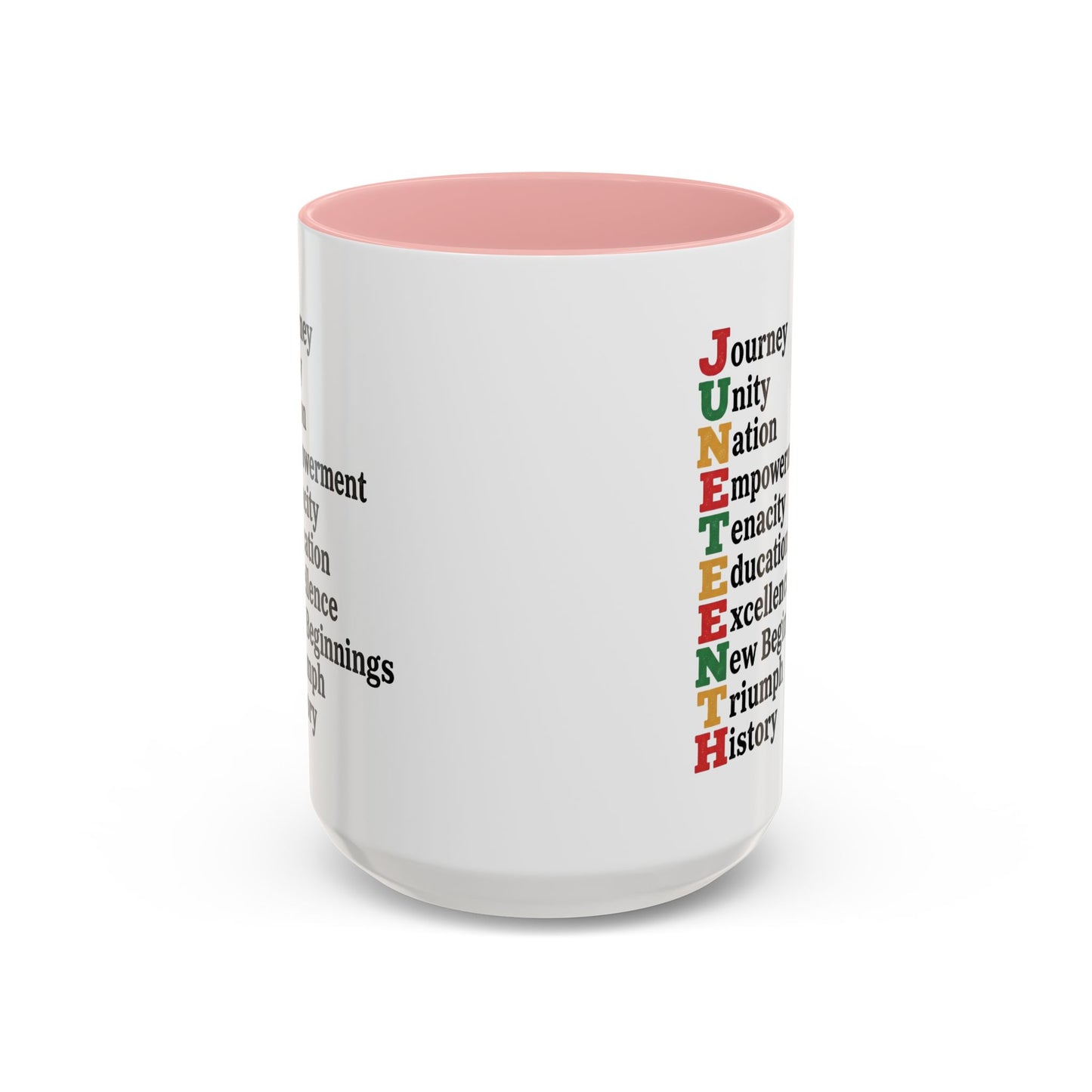 Juneteenth Acronym Accent Coffee Mug – Journey Unity Nation Empowerment (11/15oz)