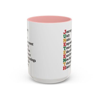 Juneteenth Acronym Accent Coffee Mug – Journey Unity Nation Empowerment (11/15oz)