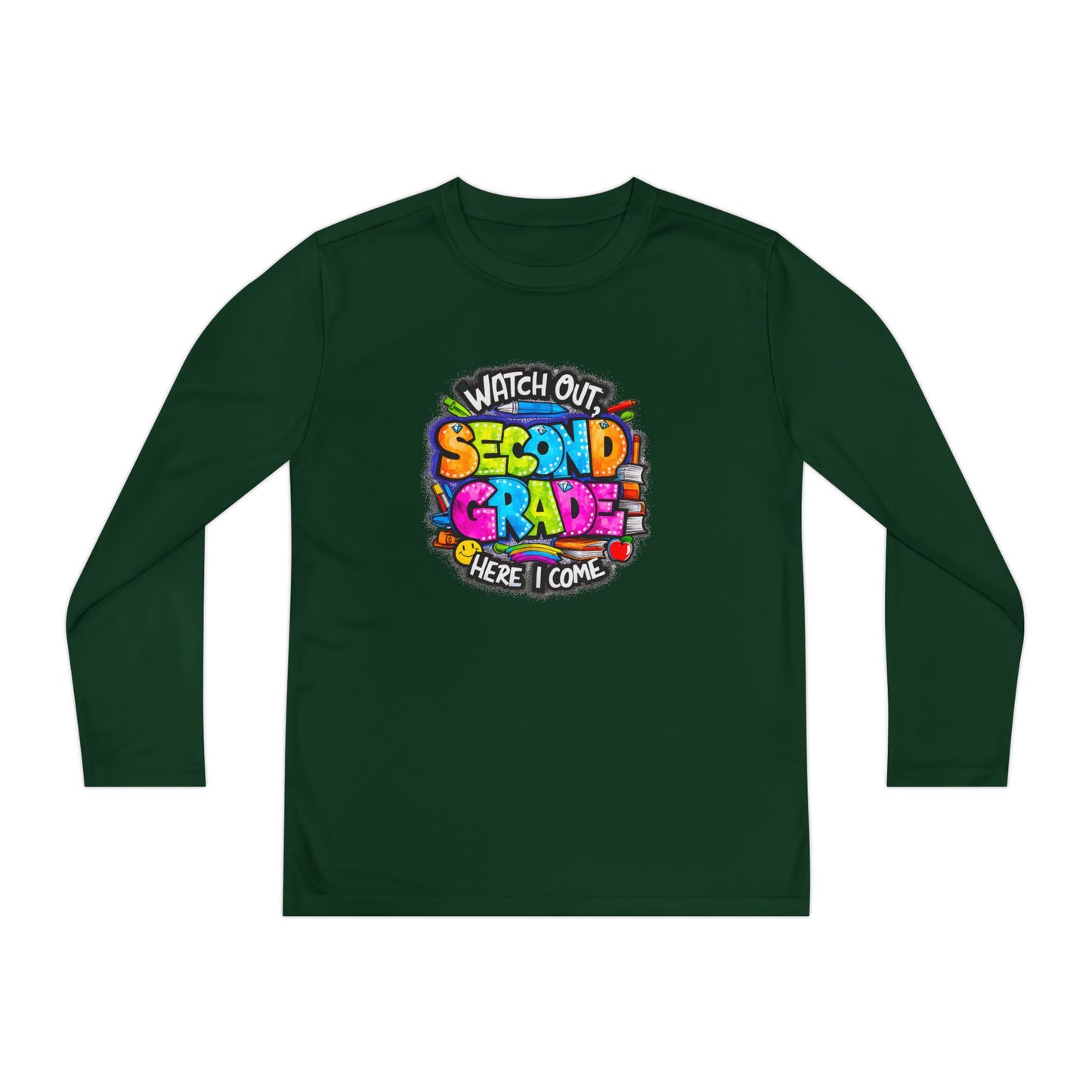 Second Grade Long Sleeve Tee — "Watch Out Second Grade Here I Come" Youth Shirt