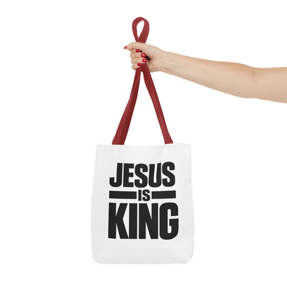 Jesus Is King Tote Bag - Christian Faith Canvas Grocery & Church Book Bag