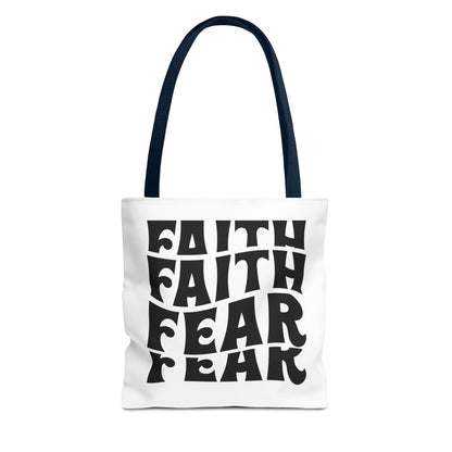 Faith Over Fear Tote Bag – Bold Retro Typography Canvas Tote