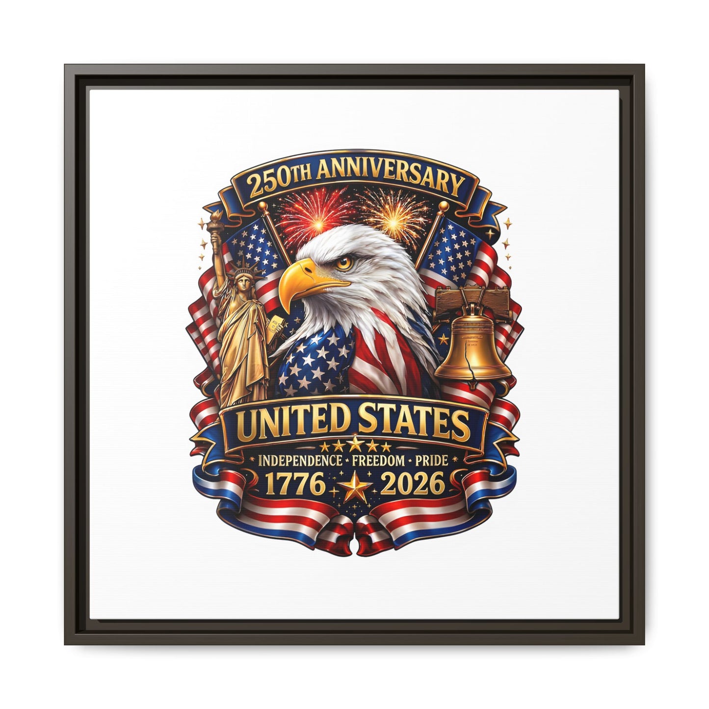 250th Anniversary United States Framed Canvas - Patriotic Eagle 1776–2026