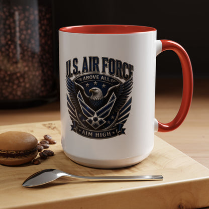 U.S. Air Force Eagle Coffee Mug – "Aim High" Accent Ceramic Mug (11/15oz)