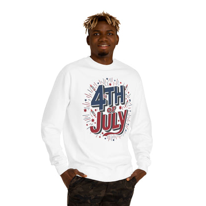 4th of July Crewneck Sweatshirt — Patriotic Fireworks Graphic
