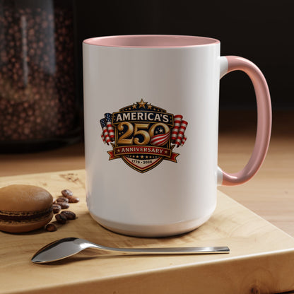 25th Anniversary America Accent Coffee Mug — Patriotic Flag Keepsake (11/15 oz)