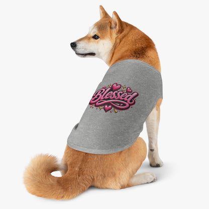 Blessed Pet Tank Top — Pink Heart Graphic Dog Shirt
