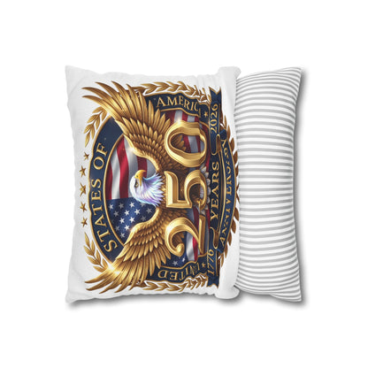 250th USA Anniversary Pillowcase – Patriotic Eagle 1776–2026 Decorative Throw Pillow Cover