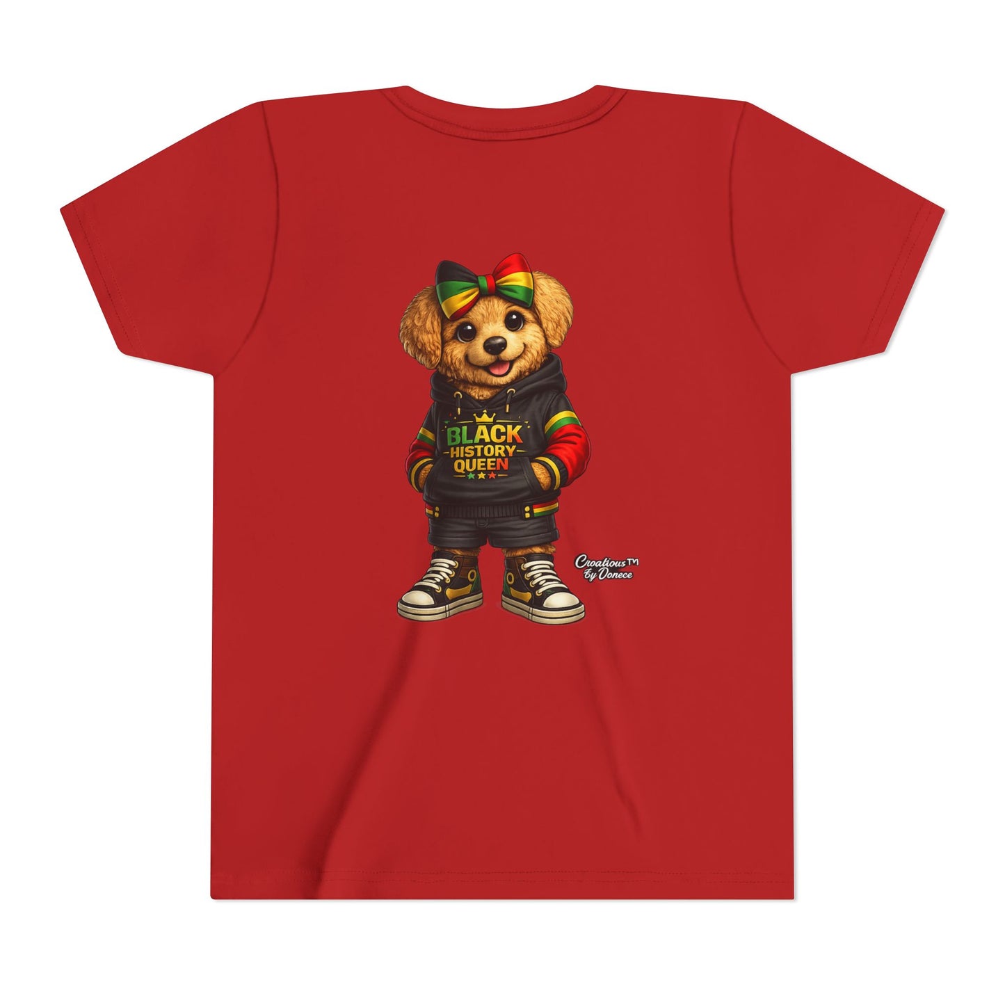 Youth Tee — Black History Queen Bear Graphic T-Shirt