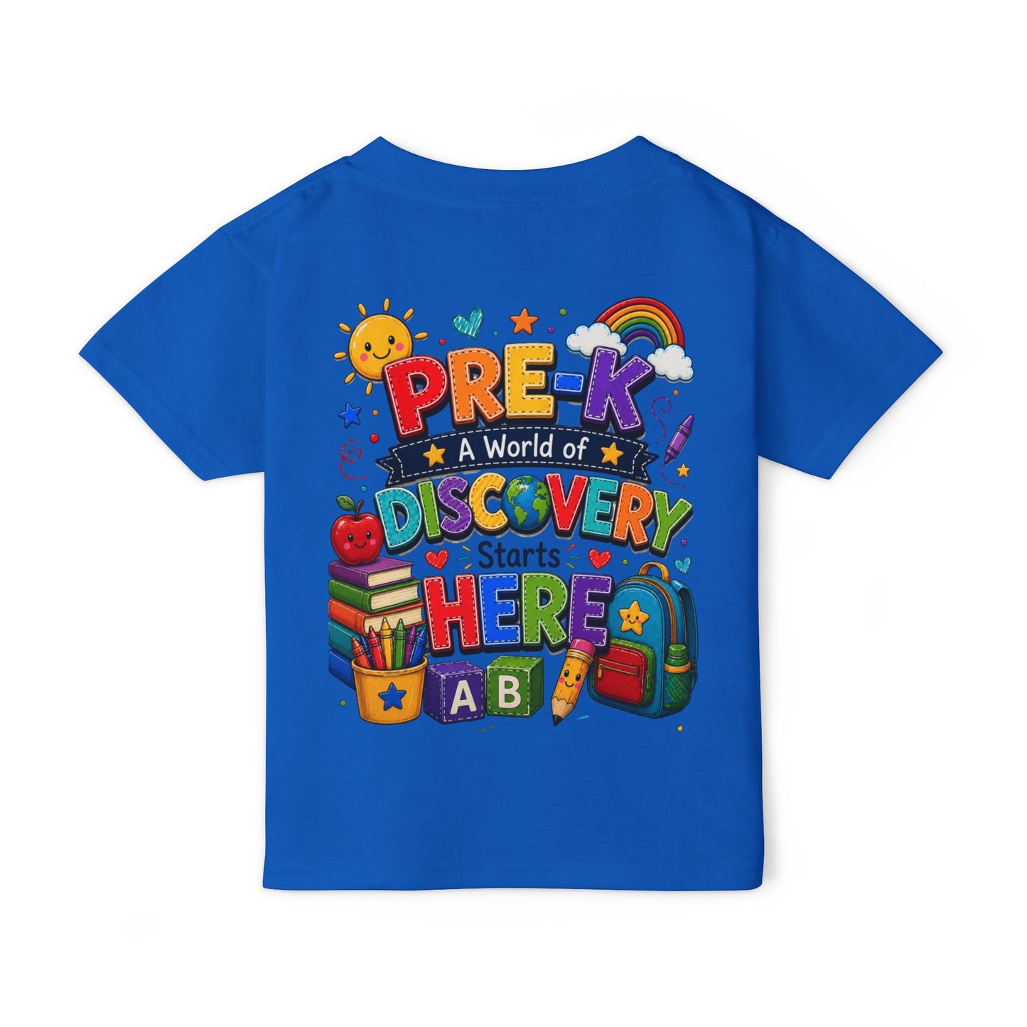 Toddler T‑Shirt — "Pre-K: A World of Discovery Starts Here" Colorful Back-to-School Tee