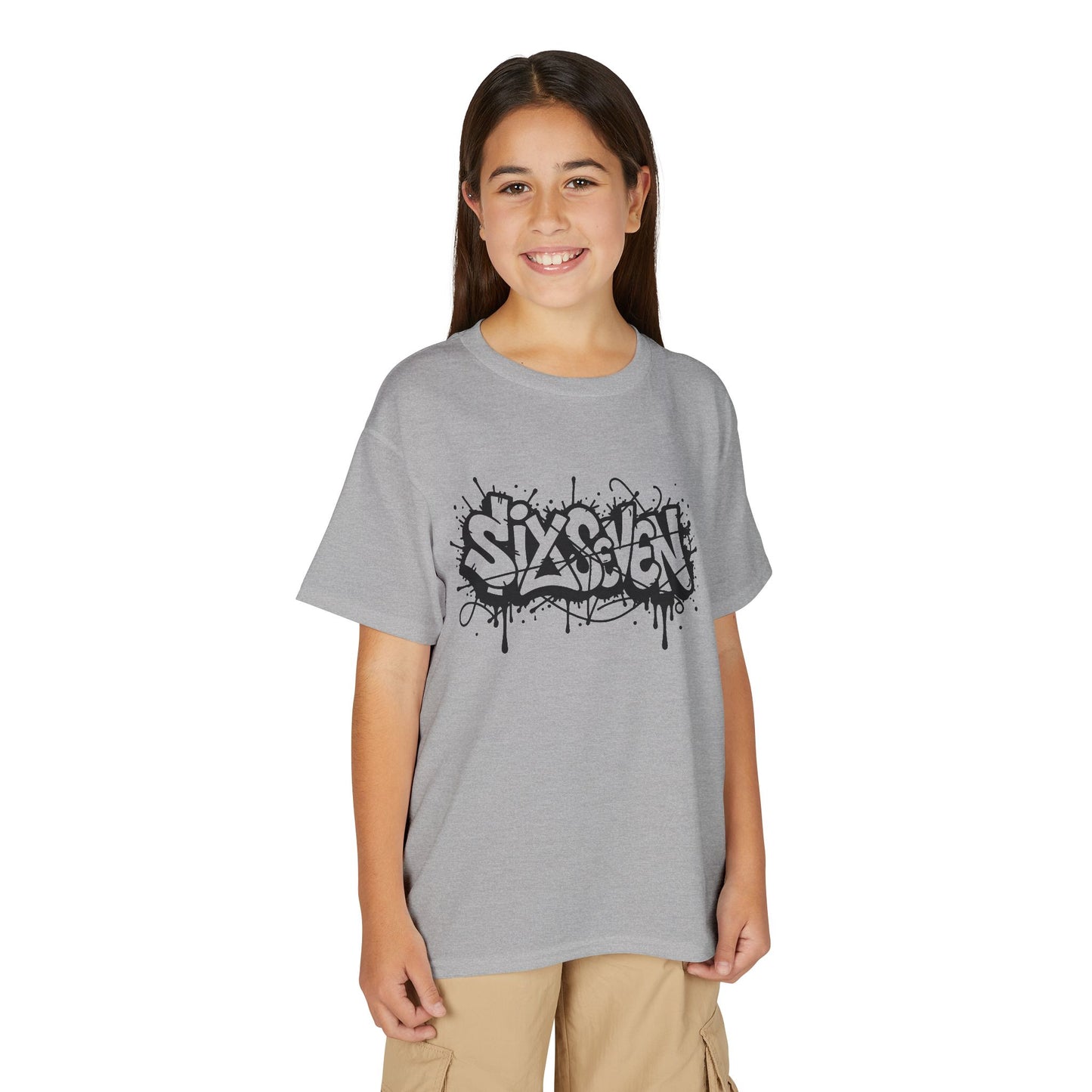 Youth T-Shirt — 'SixxSeven' Black Graffiti Drip Streetwear Tee