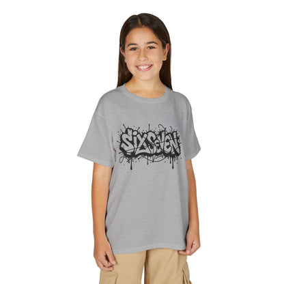 Youth T-Shirt — 'SixxSeven' Black Graffiti Drip Streetwear Tee