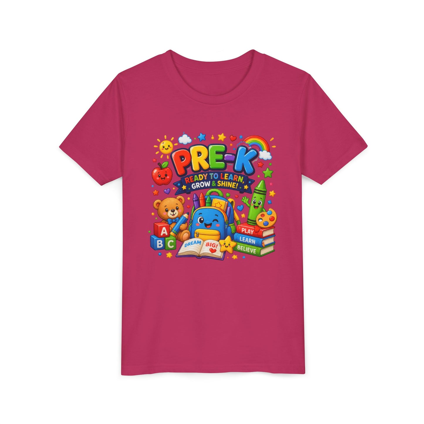 Pre-K Ready To Learn Kids T-Shirt — Colorful Preschool Back-to-School Tee