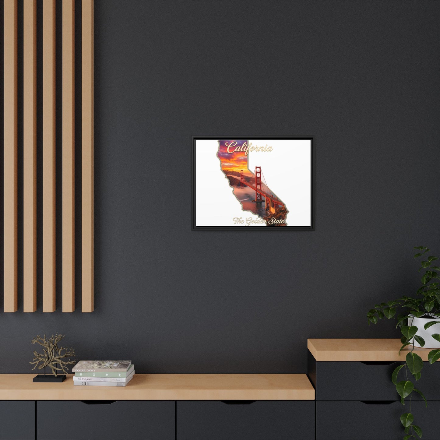 California Golden Gate Map Matte Canvas Print (Framed)