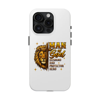 Man of God Lion Phone Case — ‘Man of God’ Christian Protector Dad Gift