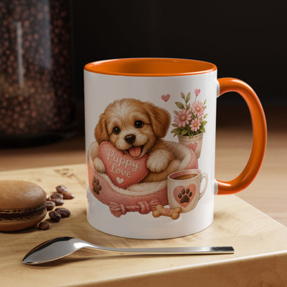 Puppy Love Coffee Mug — Cute Dog Heart Accent Mug (11/15oz)